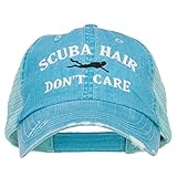 e4Hats.com Scuba Hair Don't Care Embroidered Cotton Mesh Cap - Aqua OSFM