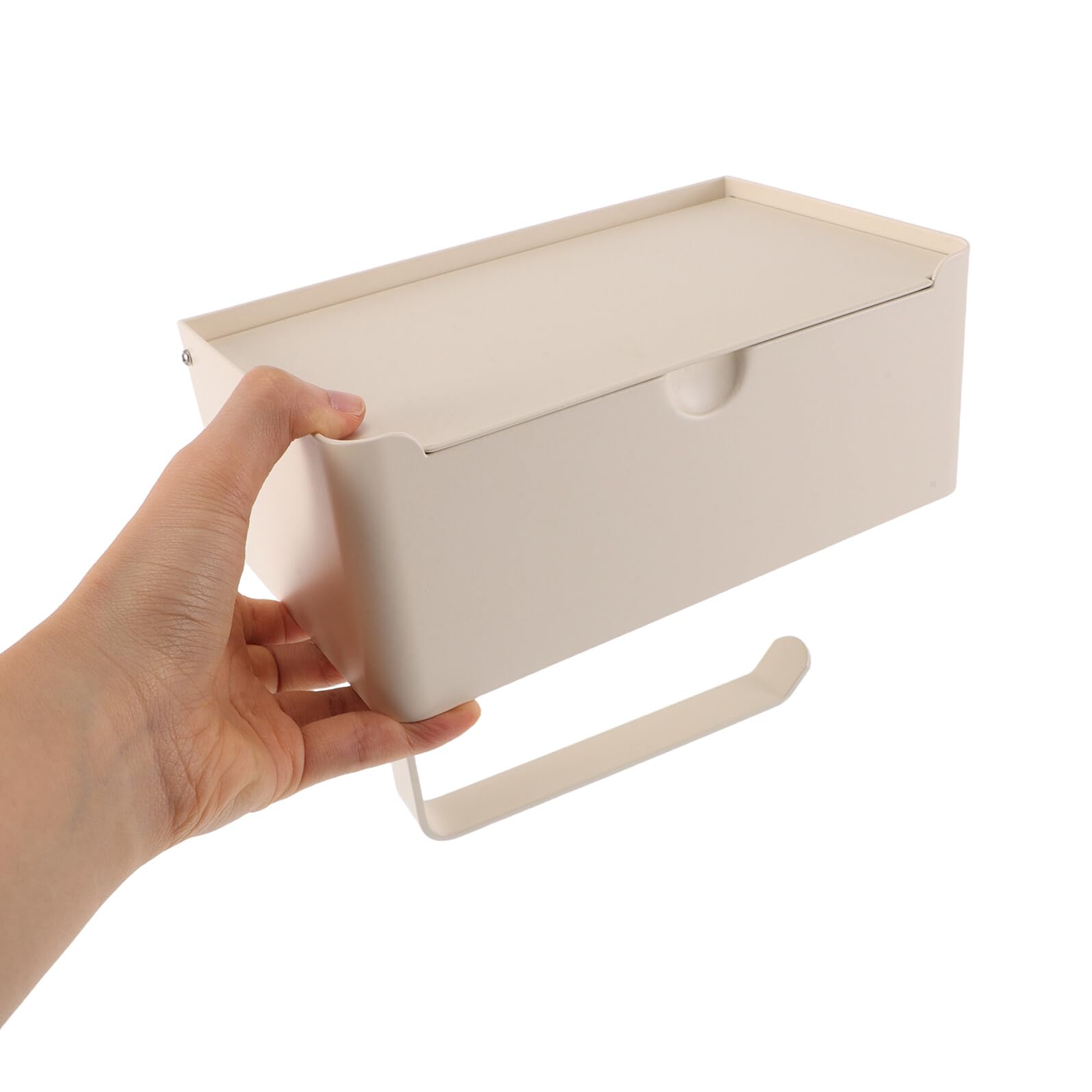 Toilettenpapierhalter ohne Bohren mit Abdeckung Wasserdichter Wandhalter für Badezimmer mit Integriertem Müllbeutelspender Selbstklebend Einfache Montage Cremeweiß
