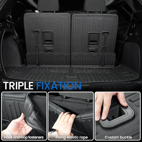 Image of Cargo Mat Backrest Mats for 2016-2025 2026 Dodge Durango 6 /7 Seats Car Mat Accessories, All Weather TPE Cargo Liner Trunk Mat SXT GT RT SRT 392 Hellcat(Cargo Mat+3rd Row Backrest Mats)