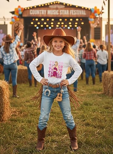 Image of Girl Country Music T-Shirt - Kids Singer Letters Graphic Birthday Shirts Gifts Fan Song Tour Concert Outfit Top