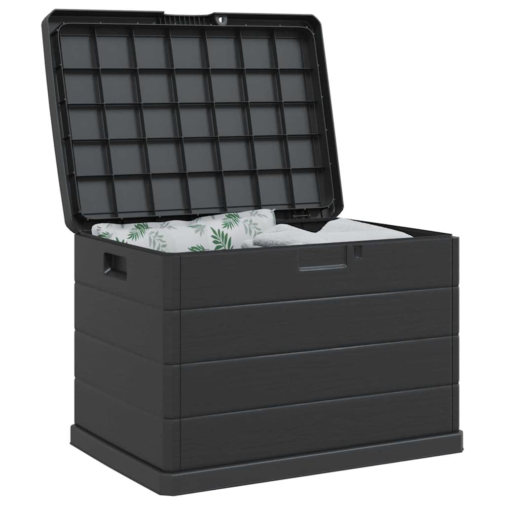 vidaXL Garden Storage Box Anthracite 77.5 x 54.5 x 53 cm Plastic, Garden and Terrace, Rectangular Storage Box, Modern Organizer, Balcony Unit, Ample Solution for Outside