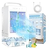 Portable Air Conditioners, SMLEGFT 90° Auto-Oscillating Evaporative Air Cooler with 3 Speeds & 2/4H Timer, 900ml Large Tank & 7 Color Light, Portable Ac Personal Air Conditioner for Bedroom Office