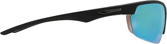 Piranha Glide Men's Sport Sunglasses with Black Half Frame and Green Mirror Lens