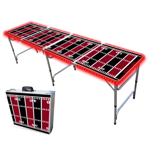 8-Foot Professional Beer Pong Table w/LED Lights - Arizona Football Field