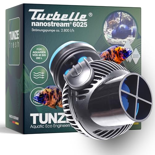 TUNZE Strömungspumpe Turbelle nanostream 6025 I Pumpe mit 2800l/h Strömungsleistung I Propellerpumpe mit Magnet Holder & Silence Klemme bis 15mm Glasstärke I Wasserpumpe für Süßwasser-Aquarium