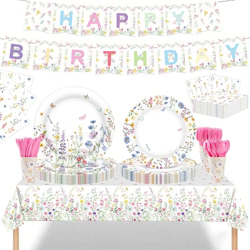 353 PCS Wildflower Party Decorations for 50 Guests Spring Floral