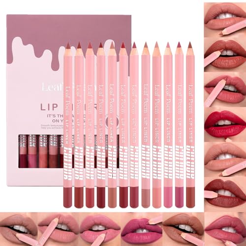 Sitovely Ensemble de Crayons à lèvres Mats, Matte Lip Liner Pencil Set, 12 couleurs Lisse Nude Crayon à lèvres Crémeux, Rouge à Lèvres Velours Mat fin, Crayon à Lèvres Hautement Pigmenté pour Femmes
