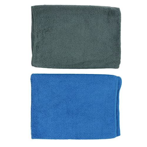 Kombi Bodentücher aus Mikrofaser - 1 Stück blau und 1 Stück grau, Größe 50 x 70 cm: einwandfreie und langlebige Reinigung für alle Arten von Böden