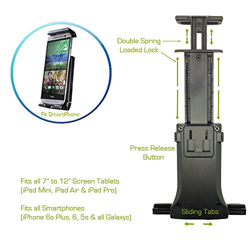 Chargercity Premium Center Extension Car Seat Headrest Mount W/ Universal Tablet Cradle Holder For 7-10" Screen Ipad Air Pro 12.9 Mini Galaxy Tab Surface Pro Switch Smartphones (Not For Tesla & Blueray Players) #TOP7