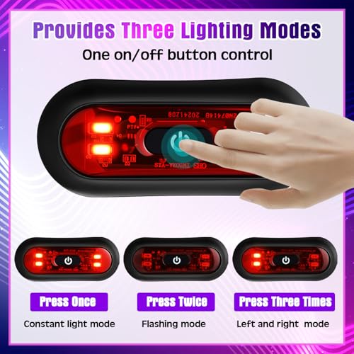 Image of Tujoe 2 Set Motorcycle Bike LED Red Rear Helmet Light Rechargeable Bicycle Safety Warning Helmet Tail Lights with USB Chargeable Cable, Safety Warning Night Lamp for Night Riding