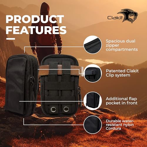 XL StrapPack Two Zipper Clip-On Pouch (Black), Travel Wallet, Backpack Pouch, Passport Holder3