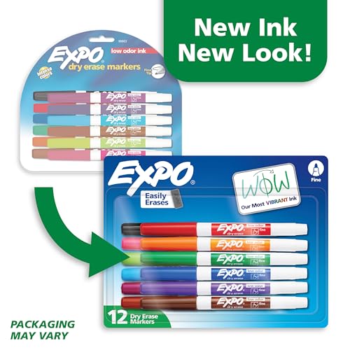 Image of EXPO Dry Erase Markers, Low Odor Ink, Assorted Colors, Fine Tip,Back to School, Teacher, Classroom, Office Supplies (Pack of 96)
