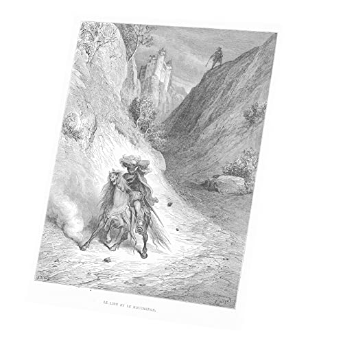 Toile Le Lion et Le Moucheron gravure Gustave Doré tableau de maître salon