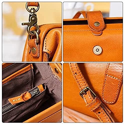Retro Handmade Doctor Bag, Premium Leather Crossbody, Unique Opening Women's Shoulder Purses (Coffee Color, 23x7.5x14cm /9x2.9x5.5inches)4