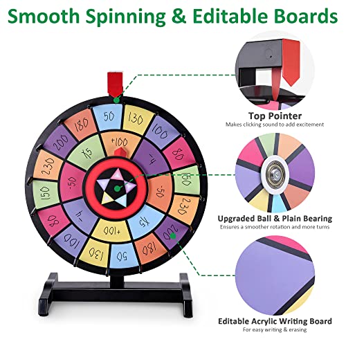 Winspin 15" Tabletop Editable Color Prize Wheel 2 Circles 2 Pointers Spinning Game Tradeshow Carnival #TOP3