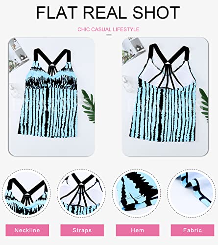 Tanquíni feminino Evaless com estampa floral acolchoado e alça larga, roupa de banho sem calcinha, Y