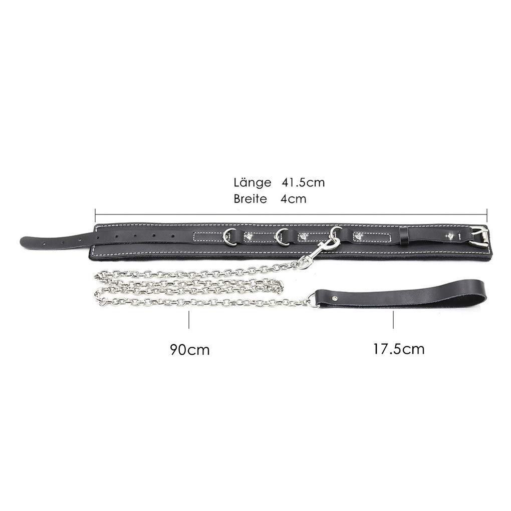 Kit de bondage Collier SM Sex Menottes en cuir véritable Fouet avec Ball Gag Adulte Bondage Harnais érotique pour débutants femmes hommes Noir (Lot de 5)