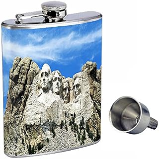 8oz Stainless Steel Whiskey Flask with Free Funnel George Washington Design-007