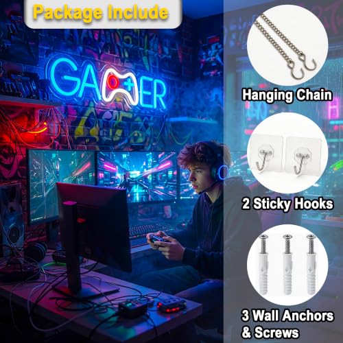 Image of Gamer Neon Sign for Wall Decor Light Up Sign Led Signs for Game Room Party Home Wall Decor USB Powered