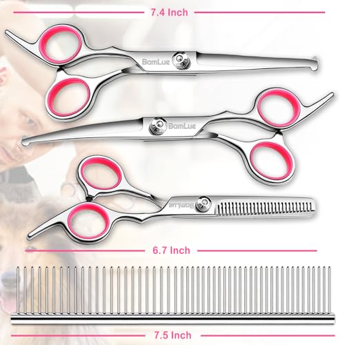 6 in 1 Professional Stainless Steel 4cr Safety Round Tip Dog Grooming Scissors Antirust Shears Cat Grooming Scissors Pet Kit Thinning Straight Comb for Long Short Hairpink  Cucciolini Doodles 6 in 1 professional stainless steel 4cr safety round tip dog grooming scissors anti rust shears cat grooming scissors pet kit thinning straight comb for long short hair pink   cucciolini doodles