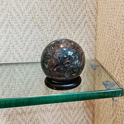 Image of Shubhanjali Healing Crystal Stone Sphere Vastu Natural Larvikite Crystal Sphere Ball Crystal Larvikite Stone Sphere for Home Decor Showpieces Table Decor Meditation 250-300 Gm