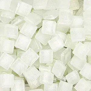 Mosaic Tiles,Glass Tiles, Shine Crystal Mosaic Glass Pieces Bulk Assorted Square Glitter Crystal Mosaic Tiles for Home Decoration or DIY Crafts 200g,1x1 cm,White