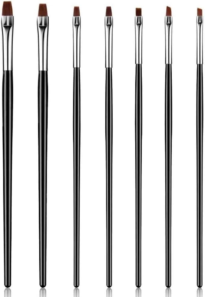 7 Sizes Painting Drawing Carving Pen Brush Acrylic For Gel Polish Builder Flat Design Tips Nail Art Manicure Tools Set