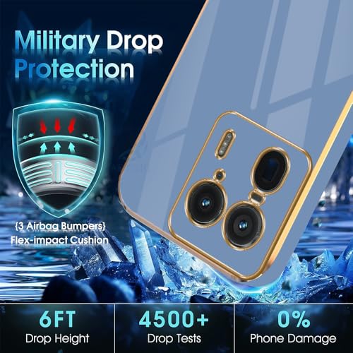 Image of AESTMO Back Case Cover for Moto Edge 50 Ultra 5G Back Cover | Gold Electroplating Chrome | Raised Edges | Super Soft-Touch | Bumper Back Case for Moto Edge 50 Ultra 5G (Gold & Blue)