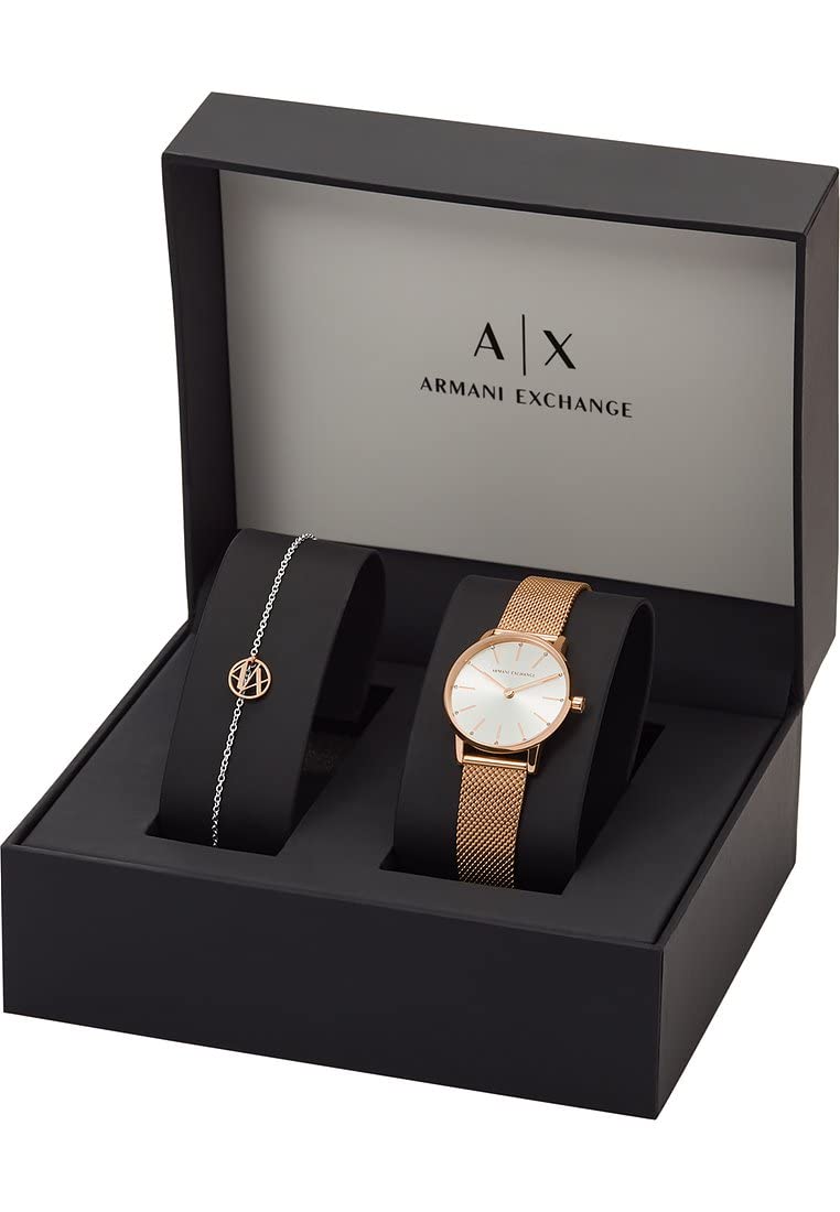 Armani Exchange Orologio da donna, Movimento al quarzo a due lancette e cassa da 28 mm con cinturino in acciaio inossidabile