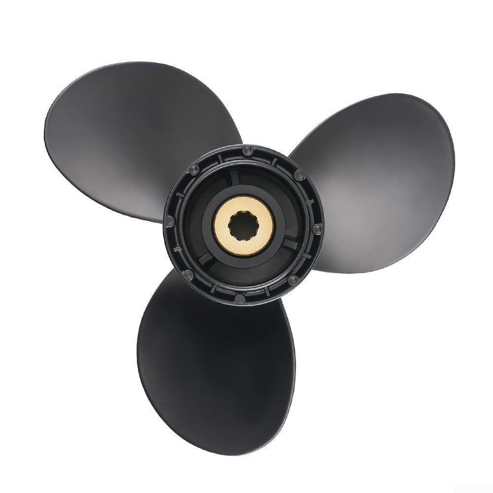 Per Suzuki Fuoribordo Elica Compatibile con DT DF 9.9 15 20 Modelli 9-1/4 x 9 3-Blade Destra 10-Spline Alluminio Design