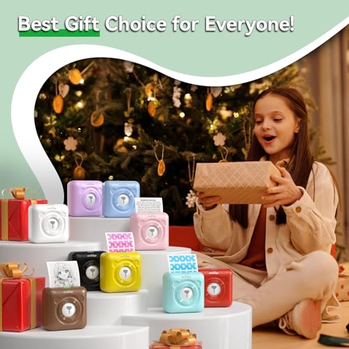 Image of Mini Pocket Bluetooth Printer, Portable Thermal Sticker Maker, Bluetooth Connected Phone, Compatible with iOS&Android, for Journal /DIY Scrapbook /Travel /Notes /Lists /Label /Memo,Photos 304DPI (Brown)