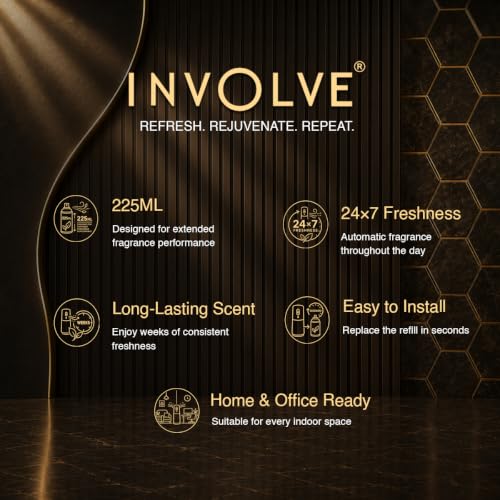 Image of Involve Luxe Automatic Air Freshener Machine Kit with Aqua Cool Refill | Automatic Room Freshener | Up to 2200 Sprays | 225ml | Adjustable Spray Control | Long-Lasting for Home & Office