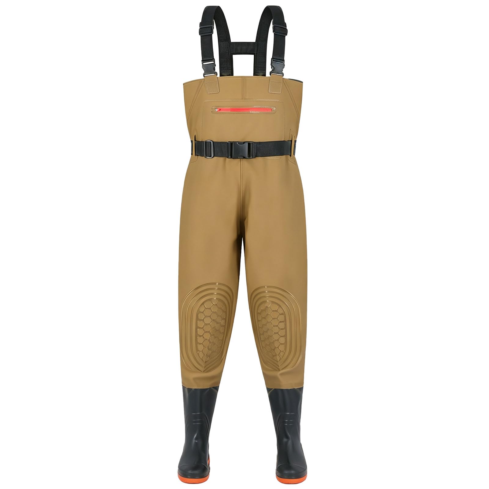 Vadeadores de Pesca para Hombres PVC Pantalones impermeables para el pecho con botas incorporadas Transpirables peso ligero Rodillera con estructura de panal 3D para Pesca y Granjas Tallas 36-47