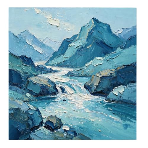 Tableau impasto ruisseau de montagne bleu l'évasion naturelle au cœur de la maison