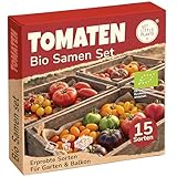 Bio Tomatensamen Set - 15 Sorten Tomaten Samen, Saatgut für Garten Balkon Hochbeet und mehr - Pflanzensamen Set