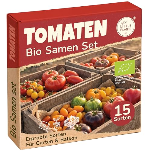 Bio Tomatensamen Set - 15 Sorten Tomaten Samen Saatgut für Garten Balkon Hochbeet und mehr - Pflanzensamen Set