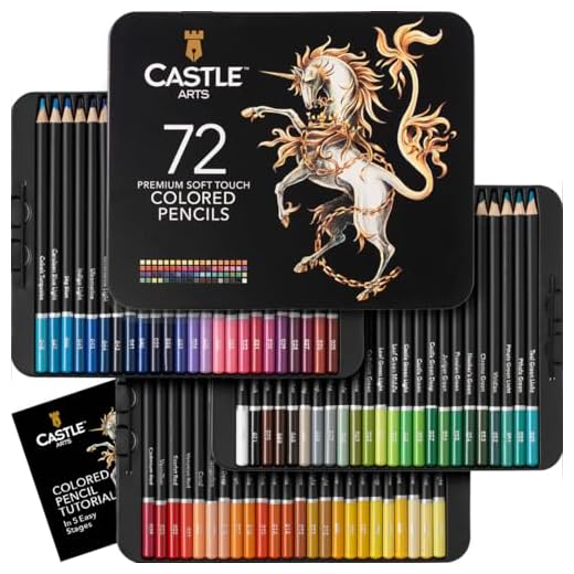 Castle Art Supplies Juego 72 Lápices Colores | Minas Blandas de Colores para Artistas Experimentados, Profesionales e Ilustradores | Protegidos y Organizados en un Estuche Metálico