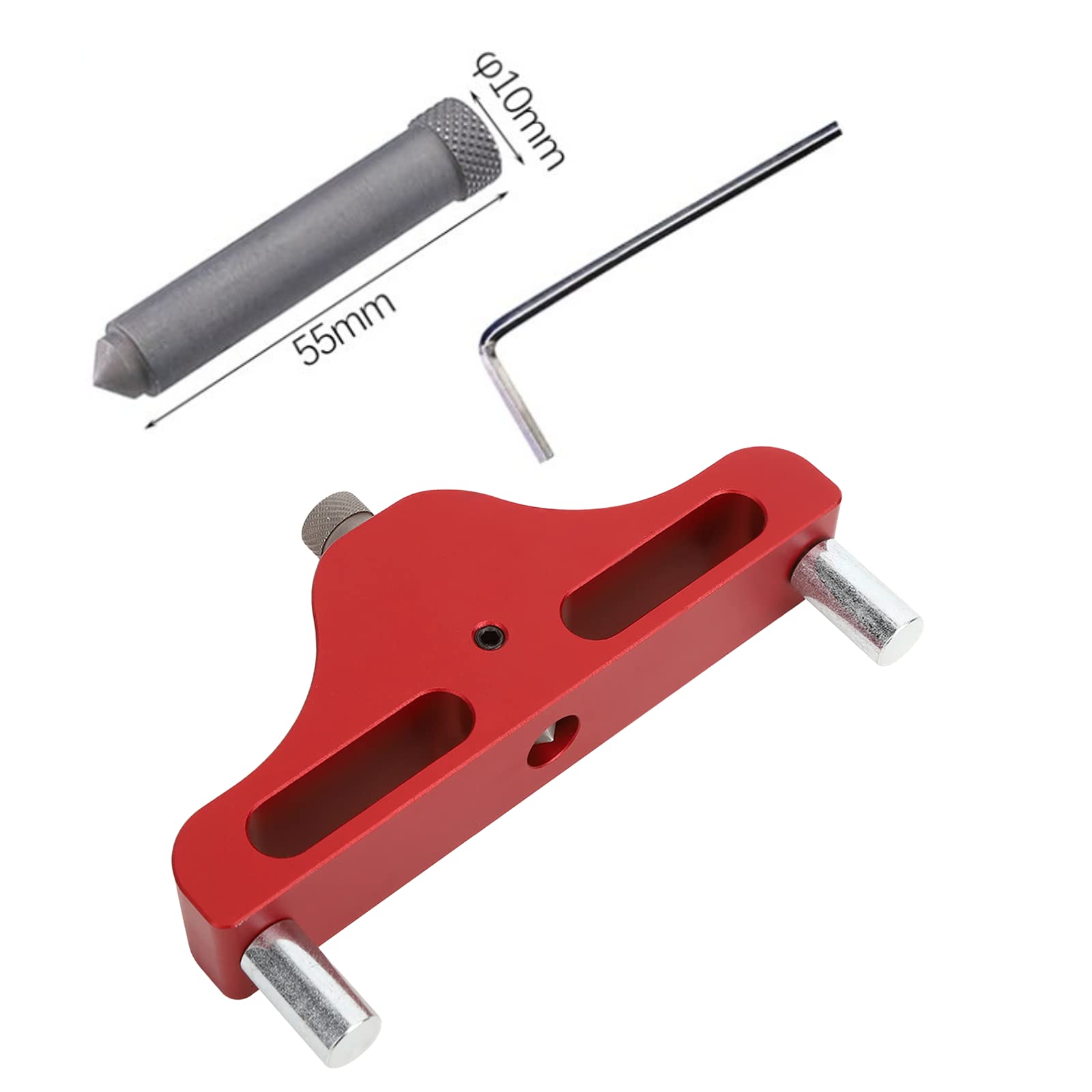 95mm Center Scriber Line Scriber Aluminum Alloy Woodworking Marking Tool Marking Center Finder Tool Wood Scribe Marking Fits 10mm Thick Pen Blue/Red(Red) — Amazon image 2