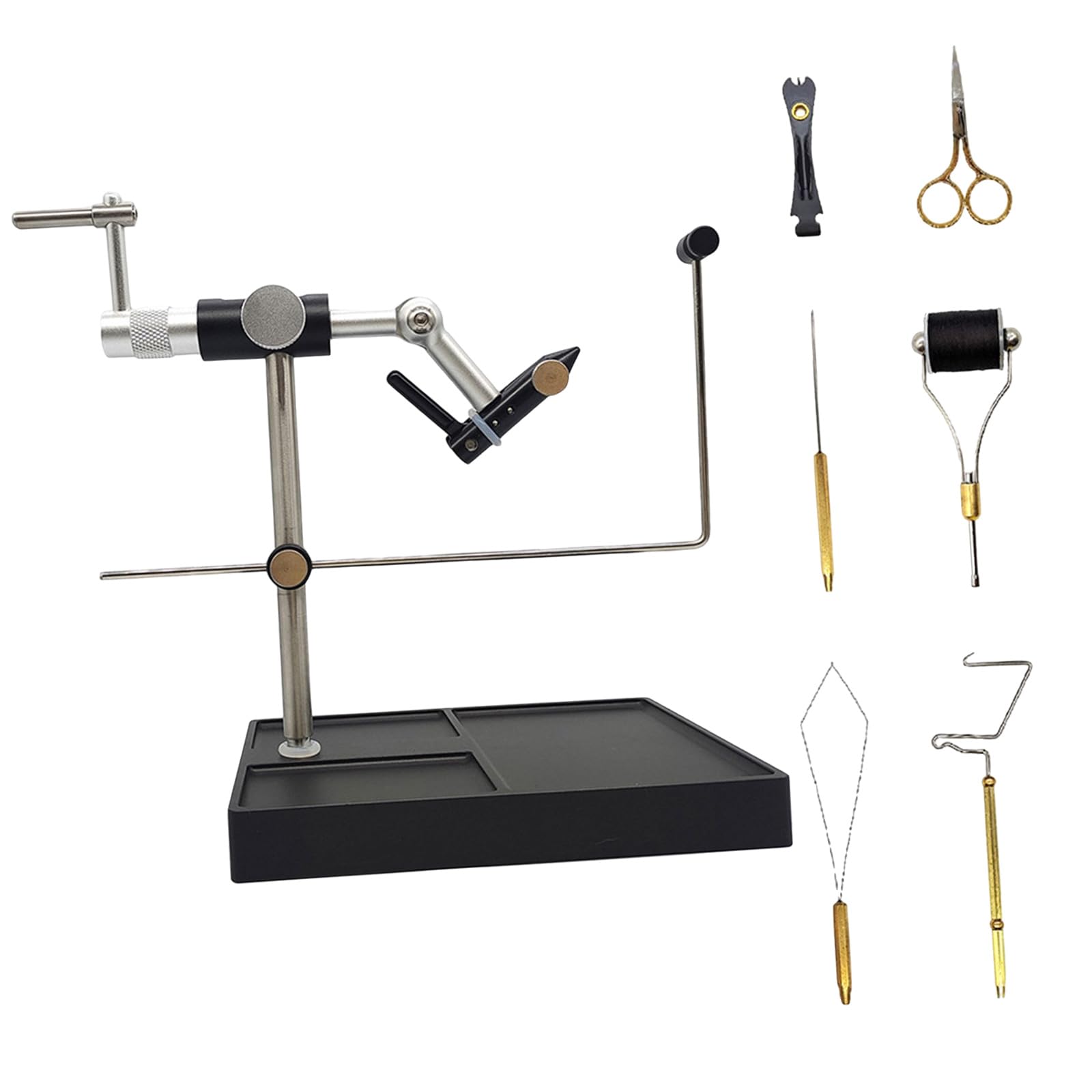 Station de fixation de mouche avec socle rotatif à 360° - Outil de fabrication de leurres de pêche - Étau rotatif avec base