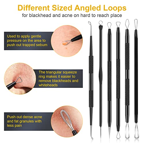 Pimple Popper Tool Kit, Iumakevp 15 Pcs Professional Stainless Steel Blackhead Remover Comedone Extractor Tools For Removing Pimples, Blackheads, Zit On Face - Acne Removal Kit With Metal Case (Black) #TOP3