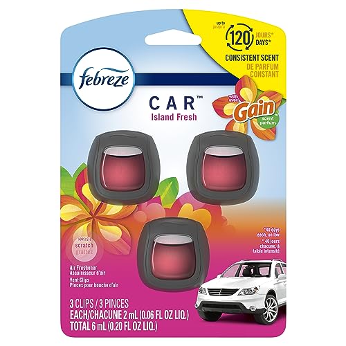 Febreze Car Vent Clip Air Freshener Gain Island Fresh 3 Count