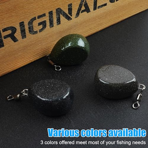 Image of AGOOL Carp Wegihts Fishing Sinkers - Tapered Flat Sinker with Rolling Swivels 2oz Coatd Lifelike Color Carp Fishing Gear Tackle