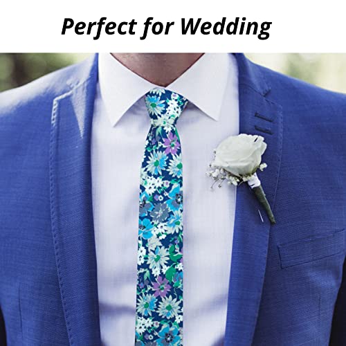 Image of Mantieqingway Floral Ties for Men Skinny Cotton Tie Flower Necktie