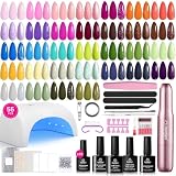 Beetles 55Pcs Gel Nail Polish Kit with U V Light and Nail Drill - 32 Color Gel Nails Kit Fun Camp Professional Manicure Set with Everything and Base Top Coat Home Salon Gifts for Women