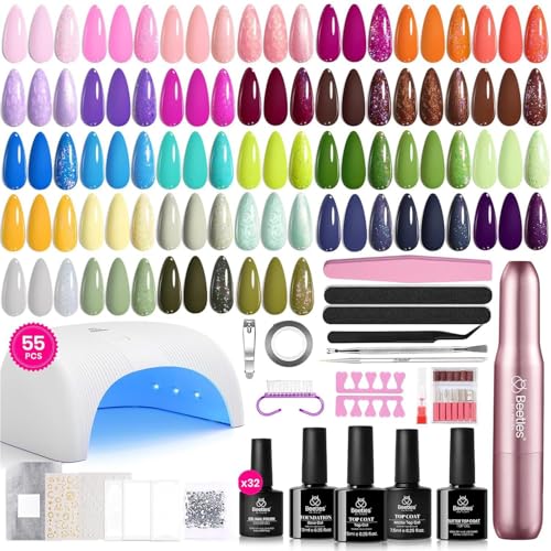 Beetles 55Pcs Gel Nail Polish Kit with U V Light