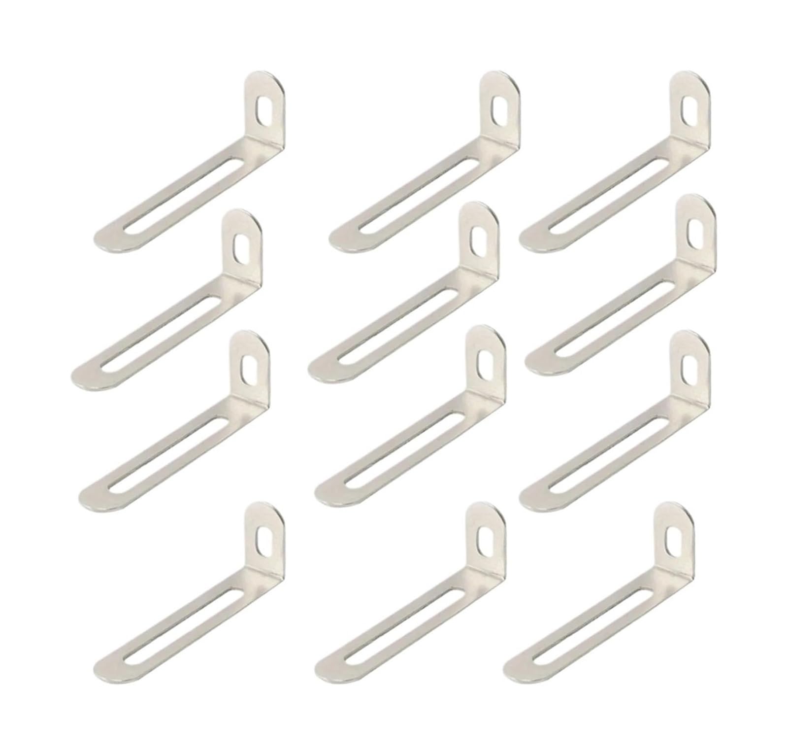 Angle Brackets, L Brackets Long Hole Corner Codes Angles Furniture Fixing(Silver-12pcs)