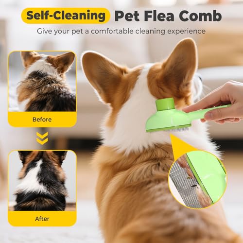 Image of Cat Steam Brush for Shedding, 4 in 1 Rechargeable Steam Brush for Cats and Dogs, Anti-Static, Massage, flea comb for cats& Pet Removal Hair Glove,Shedding & Combing All In One!