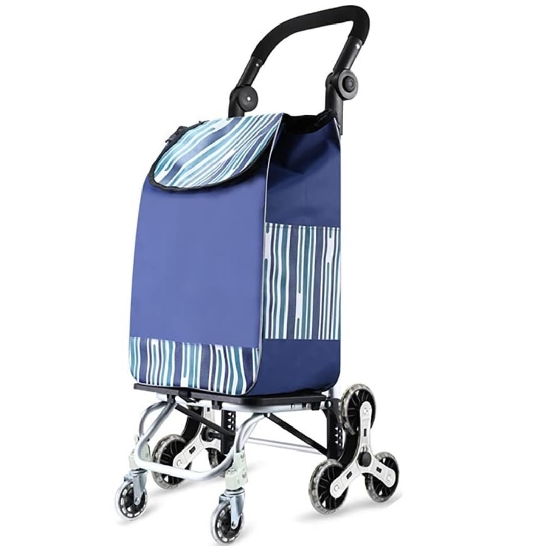 Carrello per la spesa pieghevole con borsa staccabile, funzione scala, ideale per viaggi, supermercato, picnic, design pieghevole, 8 ruote in PU, resistente