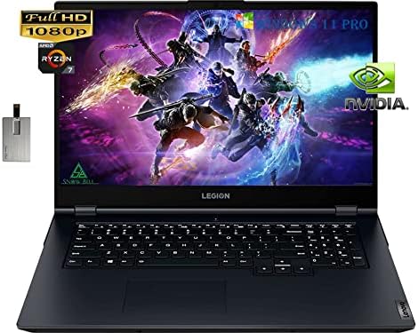 Lenovo 2022 Legion 5 17.3″ FHD 144Hz Gaming Laptop, AMD Ryzen 7 5800H, 64GB RAM, 4TB PCIe SSD, NVIDIA GeForce RTX 3050, Backlit Keyboard, WiFi 6, Phantom Blue, Win 11 Pro, 32GB SnowBell USB Card