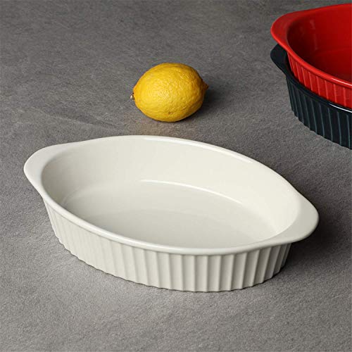 image for LEETOYI Porcelain Small Oval Au Gratin Pans,Set of 2 Baking Dish Set f